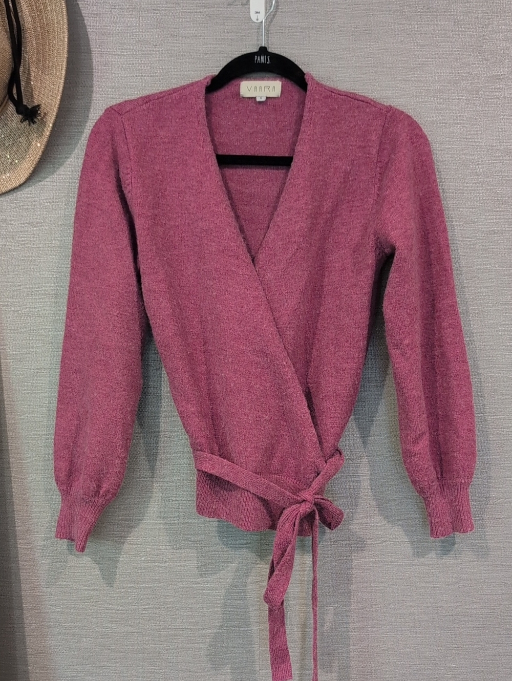 Vaara Mauve Pink Wrap V-Neck Sweater